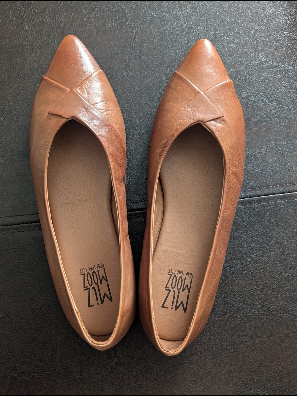Miz Mooz Cognac Pointed Leather Flats